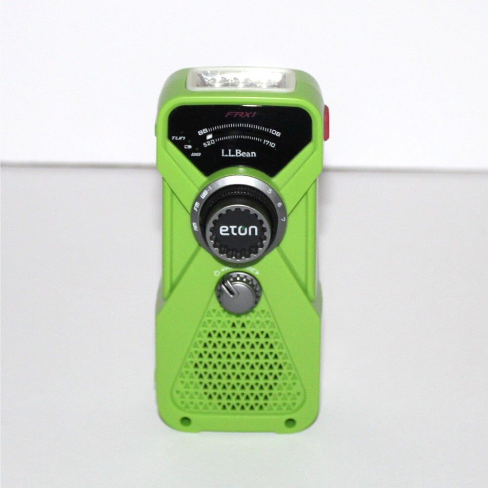 LL Bean Eton FRX1 Emergency Radio Flashlight Hand Turbine AM FM WB Green